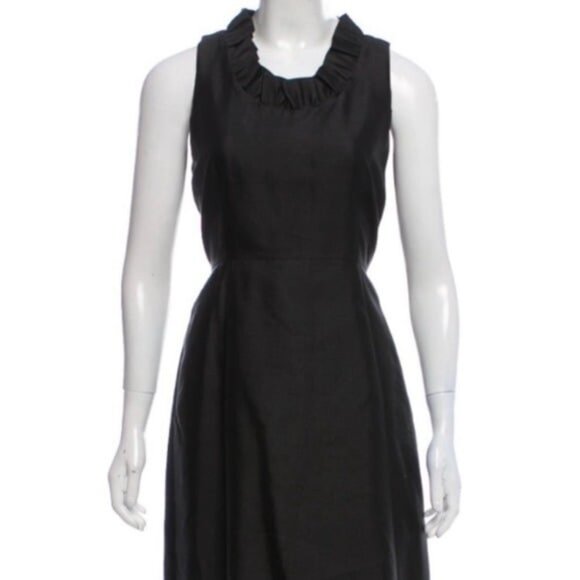 Kate Spade Silk Black Ruffle Dress 2 Small Vintage - Picture 2 of 4